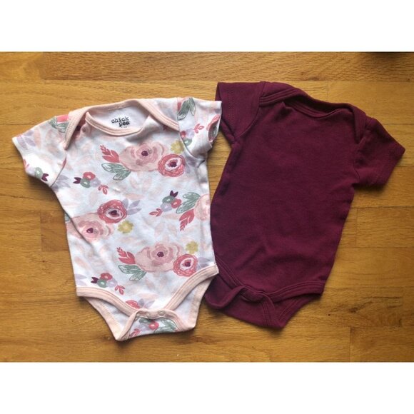 Chick Pea 2 3-6M Onesie Bundle Floral & Solid - Picture 1 of 3